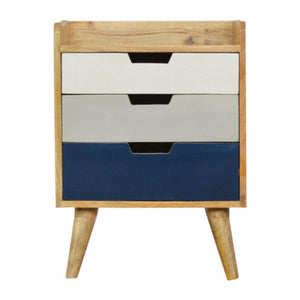Navy Gradient Mango Wood Bedside Table | 3 Drawers | Nordic Legs