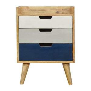 Navy Gradient Mango Wood Bedside Table | 3 Drawers | Nordic Legs