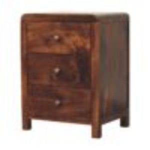 Naya Bedside Table | Solid Mango Wood | California Walnut Finish | 3 Drawer Nightstand