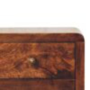 Naya Bedside Table | Solid Mango Wood | California Walnut Finish | 3 Drawer Nightstand