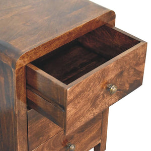Naya Bedside Table | Solid Mango Wood | California Walnut Finish | 3 Drawer Nightstand
