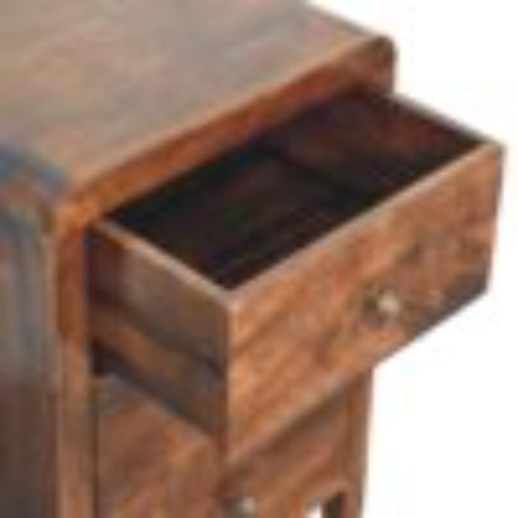 Naya Bedside Table | Solid Mango Wood | California Walnut Finish | 3 Drawer Nightstand