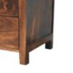 Naya Bedside Table | Solid Mango Wood | California Walnut Finish | 3 Drawer Nightstand