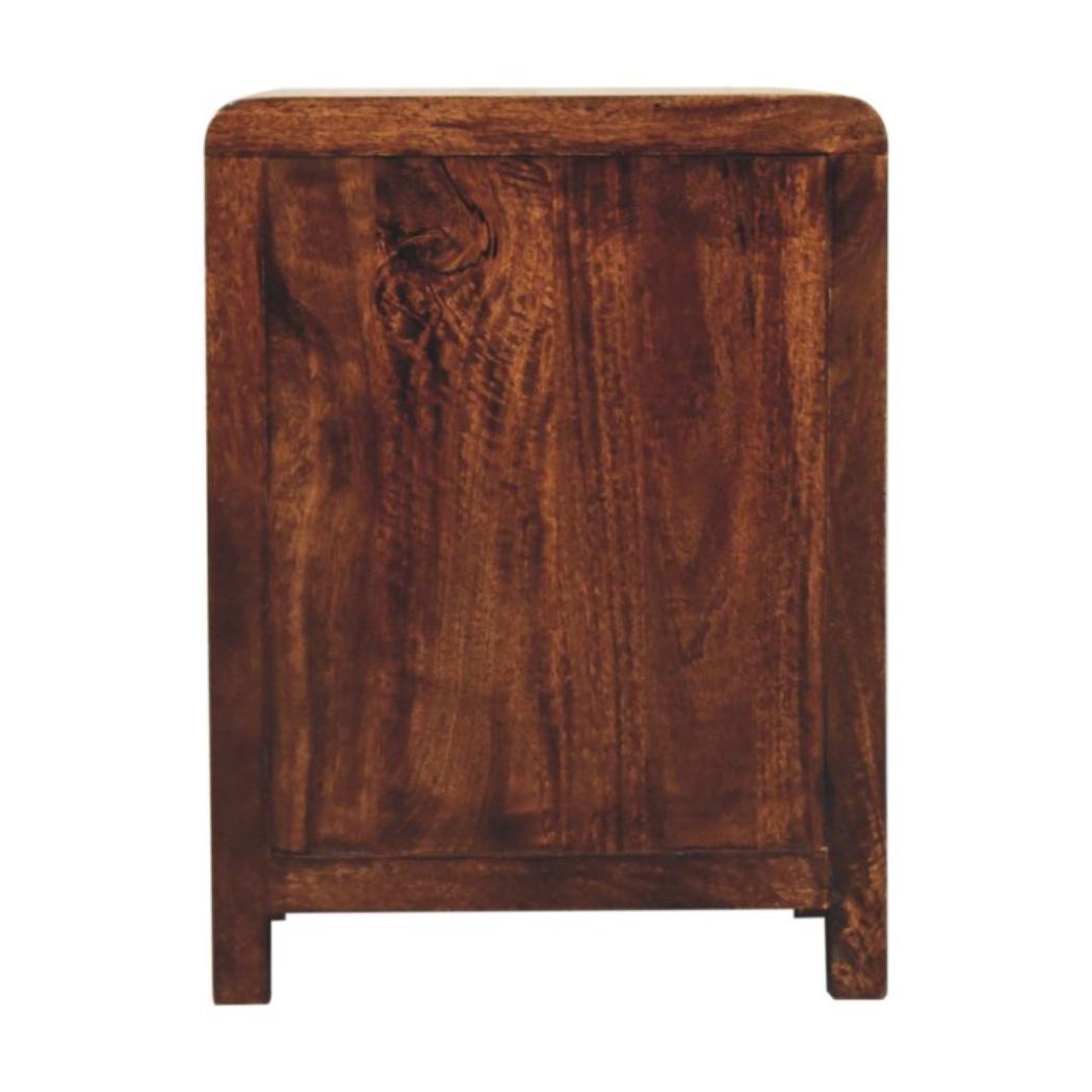Naya Bedside Table | Solid Mango Wood | California Walnut Finish | 3 Drawer Nightstand
