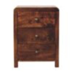 Naya Bedside Table | Solid Mango Wood | California Walnut Finish | 3 Drawer Nightstand