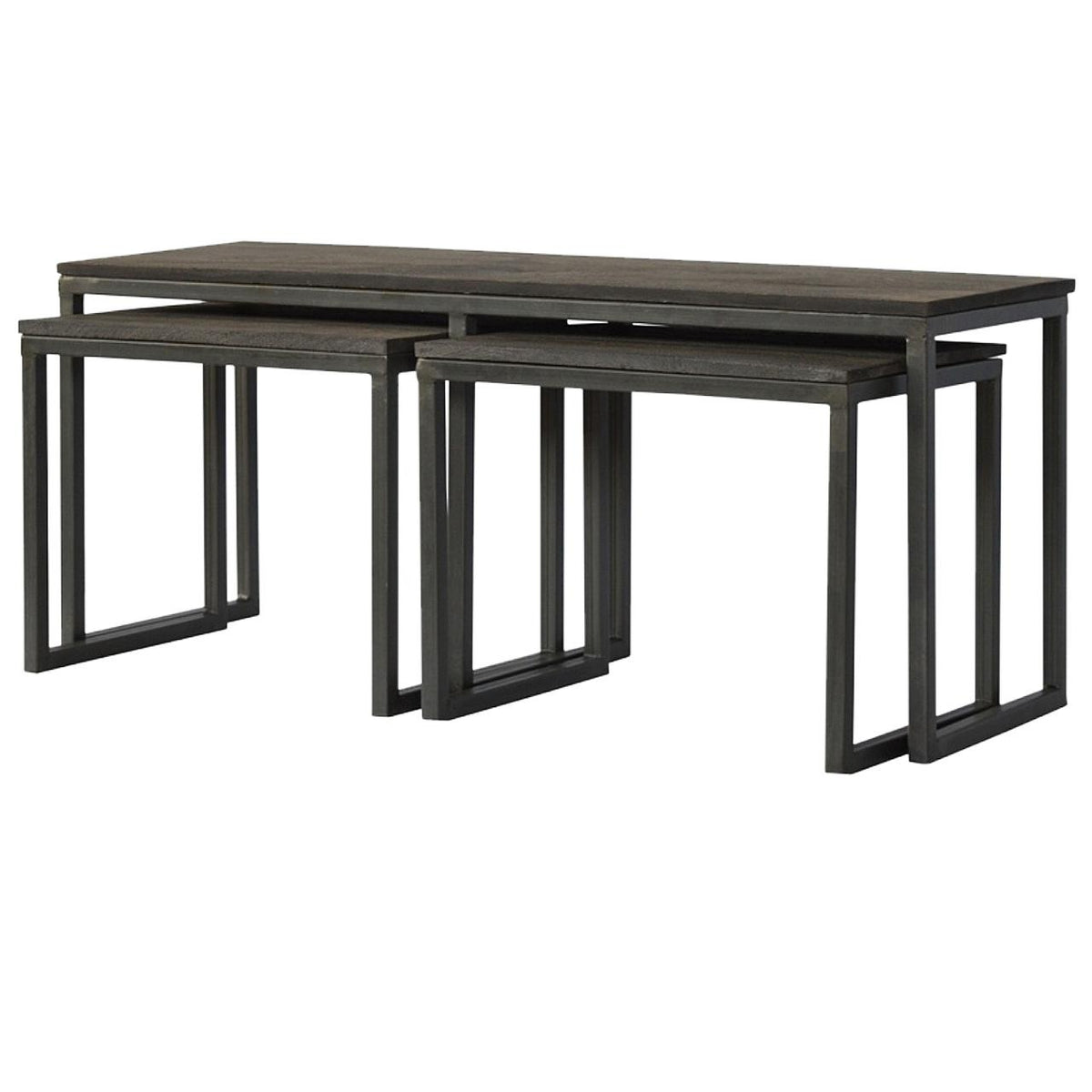 Nest of 3 Tables | Iron Base | Space-Saving Occasional Tables