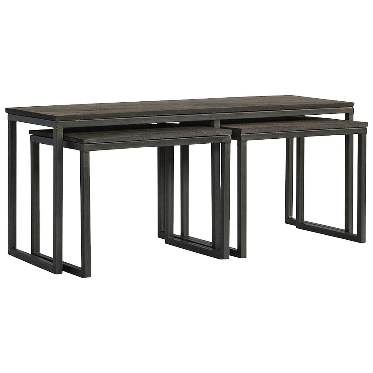 Nest of 3 Tables | Iron Base | Space-Saving Occasional Tables