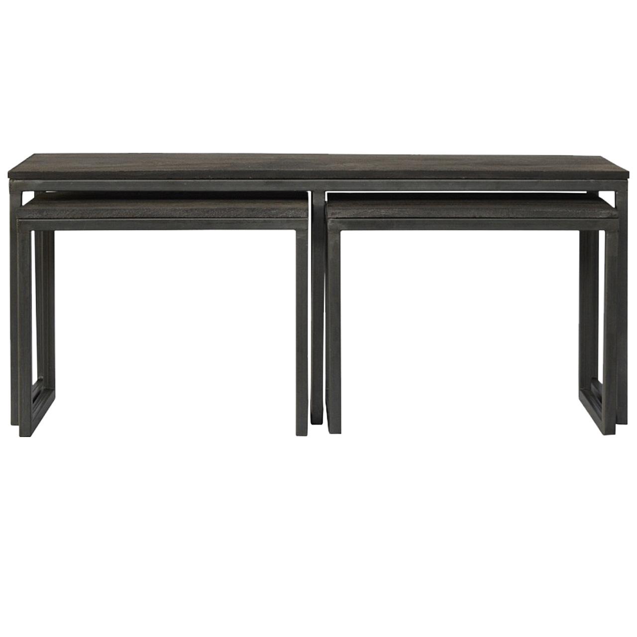 Nest of 3 Tables | Iron Base | Space-Saving Occasional Tables