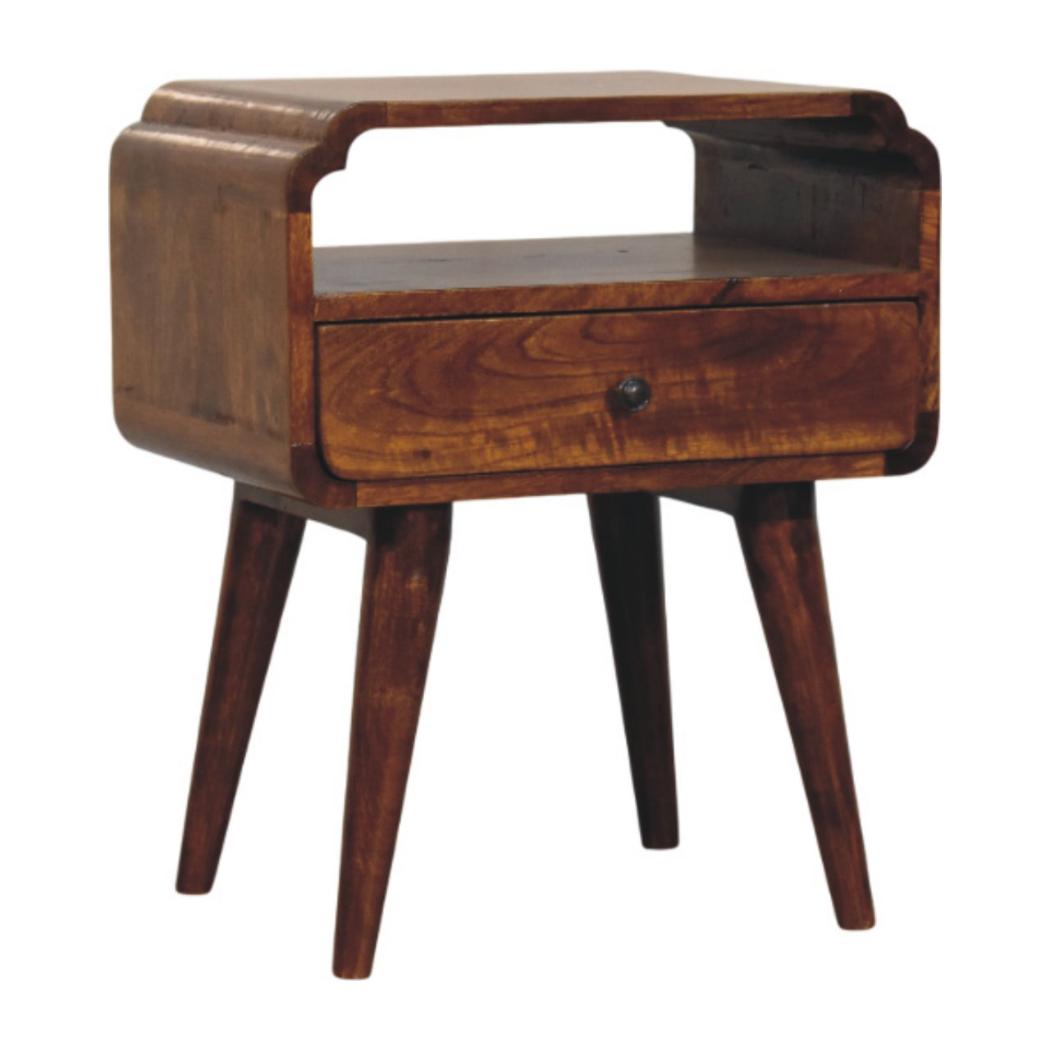 Newton Bedside Table | Solid Mango Wood | Chestnut Finish | 1 Drawer