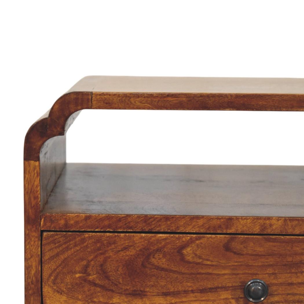 Newton Bedside Table | Solid Mango Wood | Chestnut Finish | 1 Drawer
