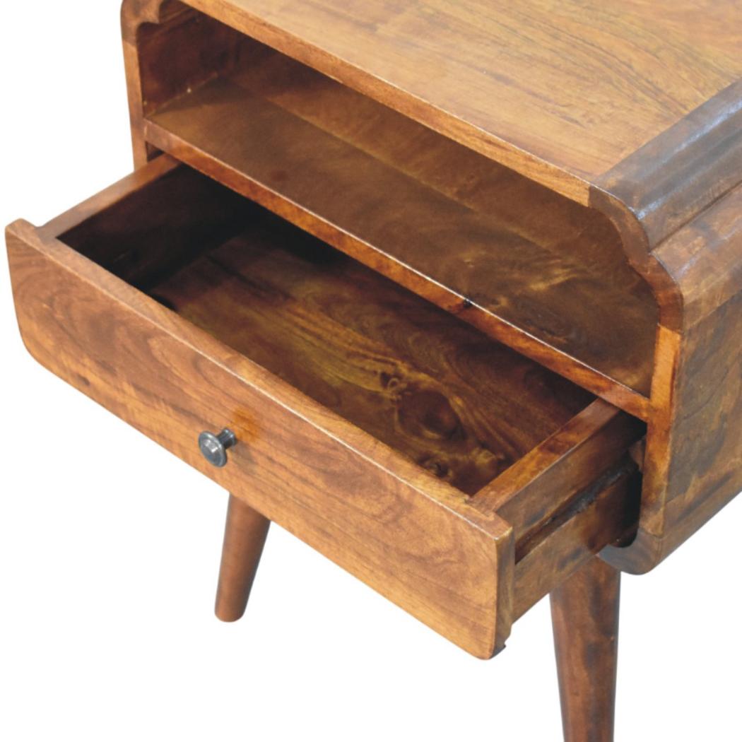 Newton Bedside Table | Solid Mango Wood | Chestnut Finish | 1 Drawer