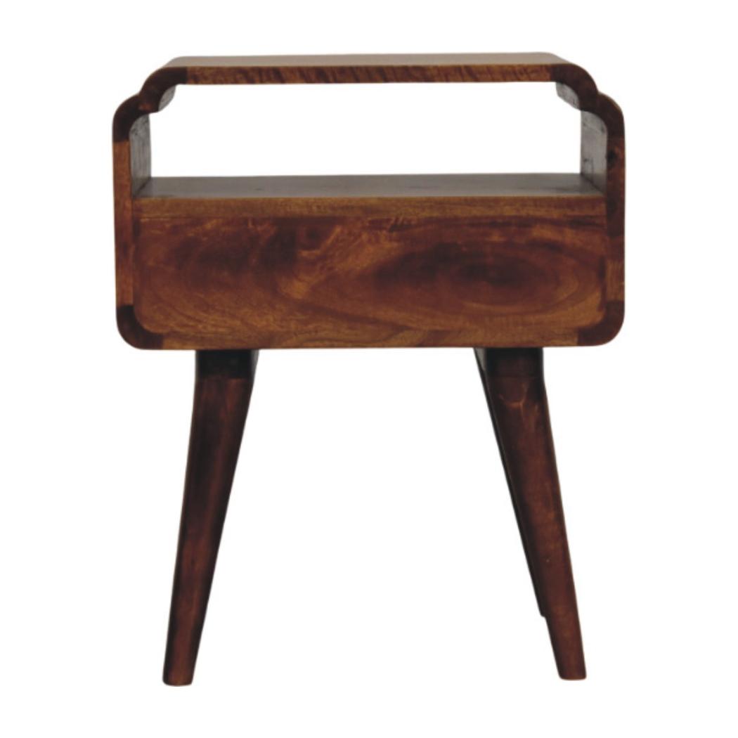 Newton Bedside Table | Solid Mango Wood | Chestnut Finish | 1 Drawer