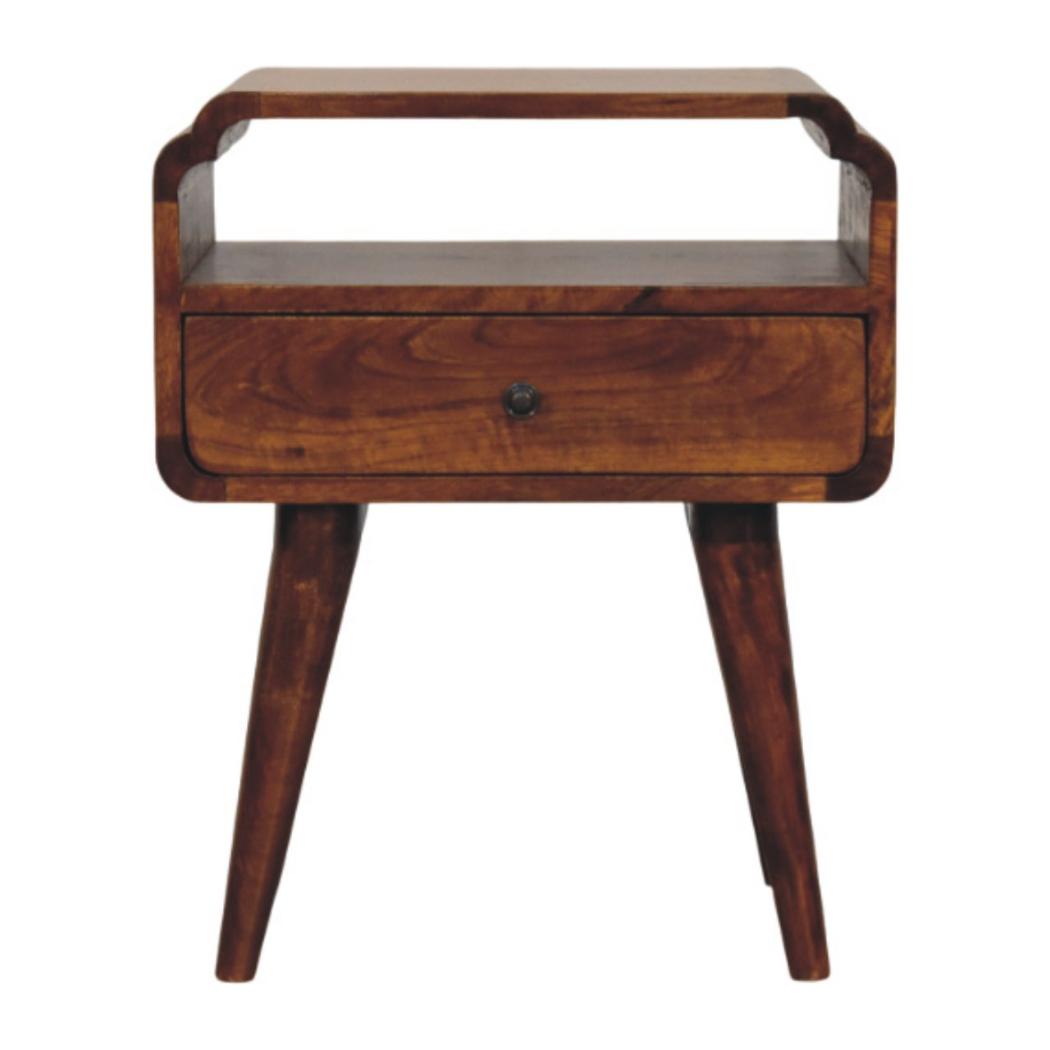 Newton Bedside Table | Solid Mango Wood | Chestnut Finish | 1 Drawer