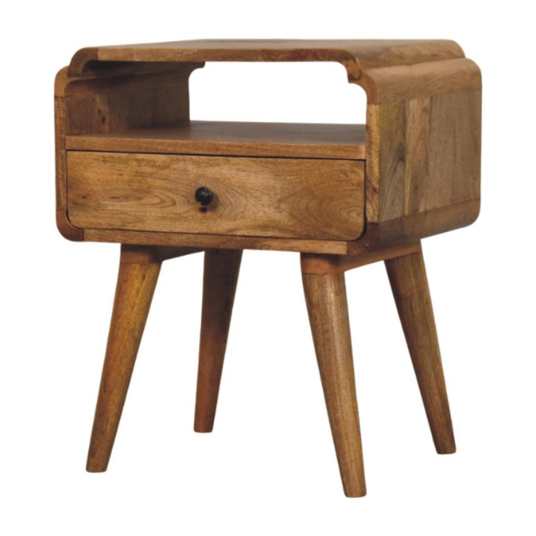 Newton Bedside Table | Solid Mango Wood | Oak-ish Finish | 1 Drawer