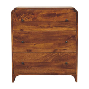 Newton Chest of Drawers | Solid Mango Wood | Chestnut Finish | 3 Drawers
