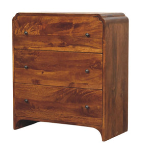 Newton Chest of Drawers | Solid Mango Wood | Chestnut Finish | 3 Drawers