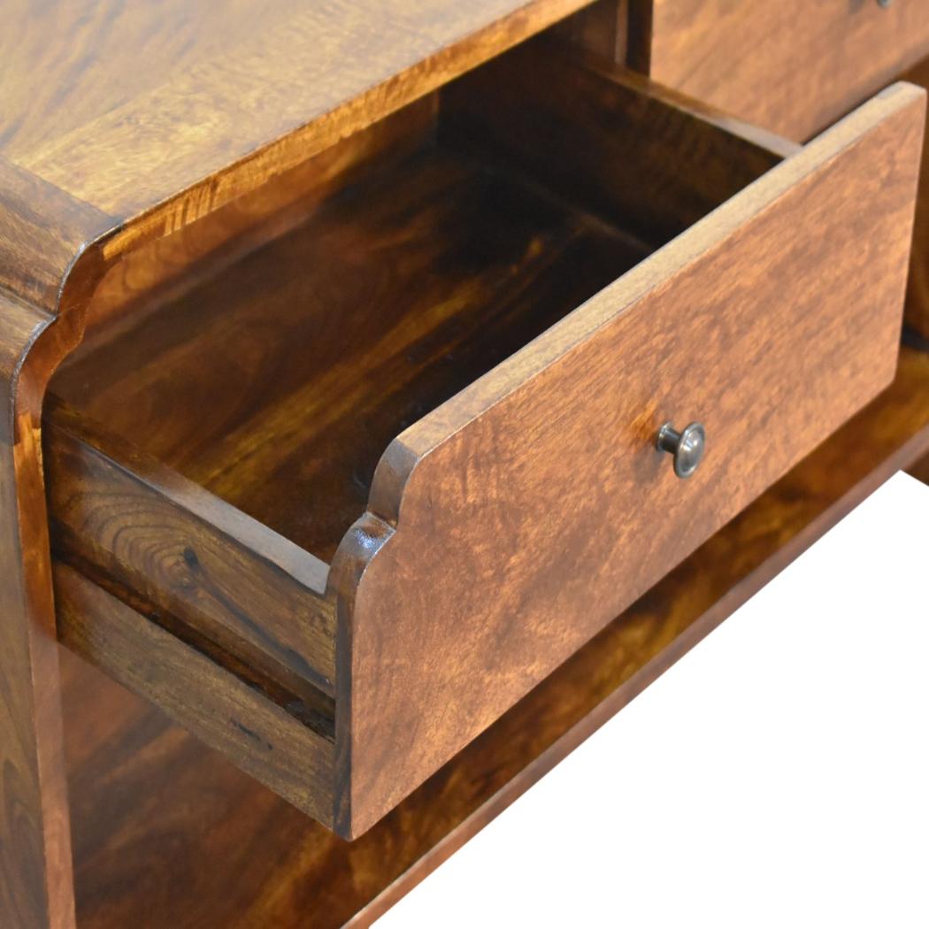 Newton Console Table | Solid Mango Wood | Chestnut Finish | 2 Drawers & Lower Shelf