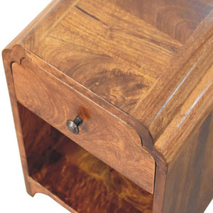 Newton Mini Chestnut Nightstand | Drawer & Open Shelf | Compact Bedside Table