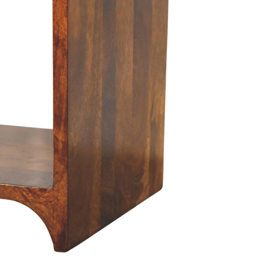 Newton Mini Chestnut Nightstand | Drawer & Open Shelf | Compact Bedside Table
