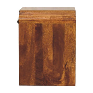 Newton Mini Chestnut Nightstand | Drawer & Open Shelf | Compact Bedside Table
