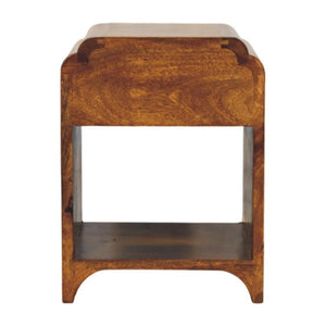 Newton Mini Chestnut Nightstand | Drawer & Open Shelf | Compact Bedside Table