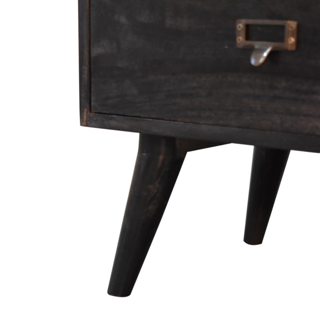 Noir Filing Cabinet | Solid Mango Wood | Ash Black Finish | Labelled Storage Drawers