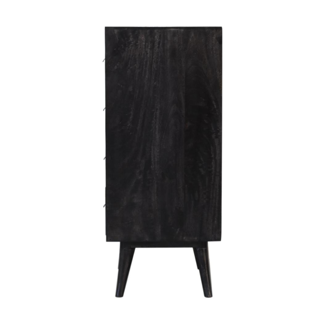 Noir Filing Cabinet | Solid Mango Wood | Ash Black Finish | Labelled Storage Drawers