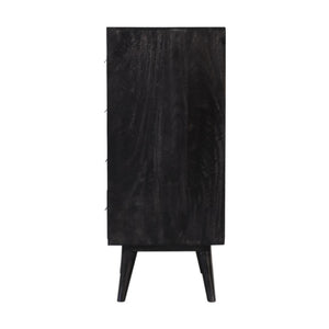 Noir Filing Cabinet | Solid Mango Wood | Ash Black Finish | Labelled Storage Drawers