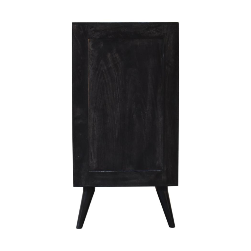Noir Filing Cabinet | Solid Mango Wood | Ash Black Finish | Labelled Storage Drawers