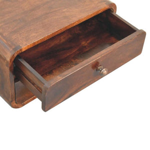 Nola Floating Bedside Table | Solid Mango Wood | California Walnut Finish | 2 Drawer Wall-Mounted Nightstand