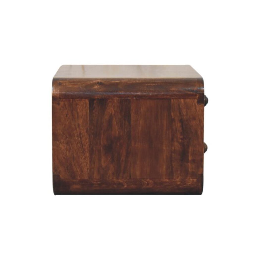 Nola Floating Bedside Table | Solid Mango Wood | California Walnut Finish | 2 Drawer Wall-Mounted Nightstand