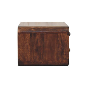 Nola Floating Bedside Table | Solid Mango Wood | California Walnut Finish | 2 Drawer Wall-Mounted Nightstand