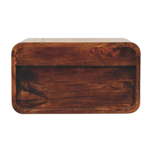Nola Floating Bedside Table | Solid Mango Wood | California Walnut Finish | 2 Drawer Wall-Mounted Nightstand
