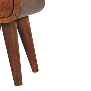 Noma Extra Mini Bedside Table | Solid Mango Wood | Chestnut Finish | 1 Drawer & Open Shelf