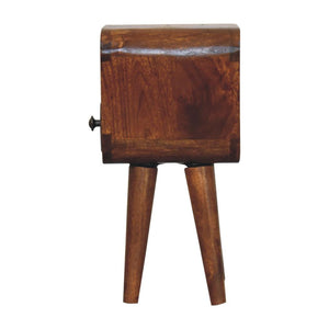 Noma Extra Mini Bedside Table | Solid Mango Wood | Chestnut Finish | 1 Drawer & Open Shelf