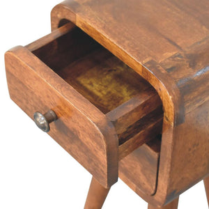 Noma Extra Mini Bedside Table | Solid Mango Wood | Chestnut Finish | 2 Drawer Scandinavian Nightstand