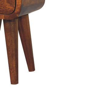 Noma Extra Mini Bedside Table | Solid Mango Wood | Chestnut Finish | 2 Drawer Scandinavian Nightstand