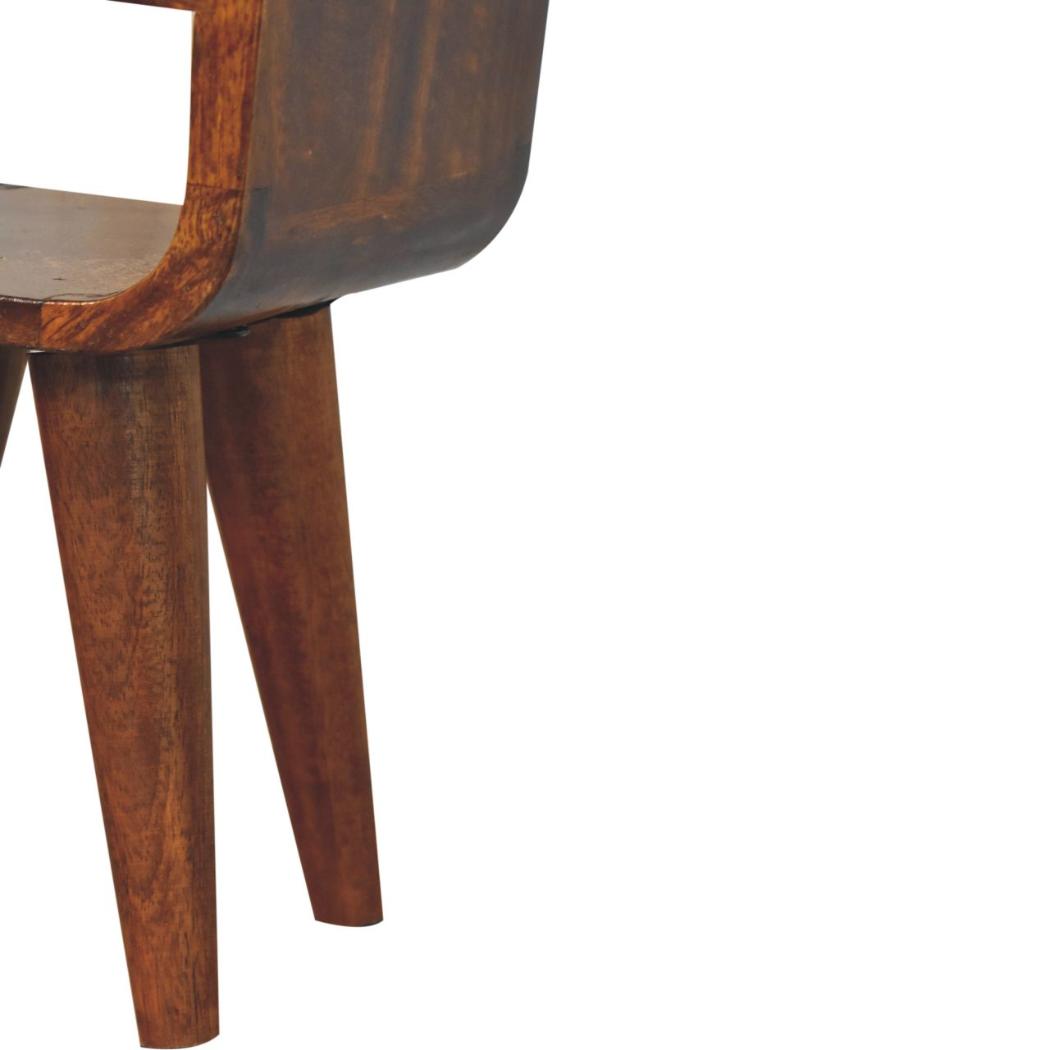 Noma Extra Mini Open Bedside Table | Solid Mango Wood | Chestnut Finish | 1 Drawer & Open Shelf