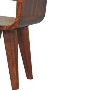 Noma Extra Mini Open Bedside Table | Solid Mango Wood | Chestnut Finish | 1 Drawer & Open Shelf