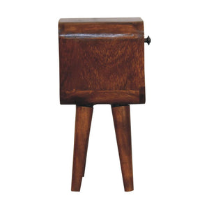 Noma Extra Mini Open Bedside Table | Solid Mango Wood | Chestnut Finish | 1 Drawer & Open Shelf