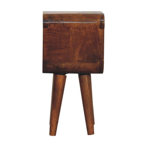 Noma Extra Mini Open Bedside Table | Solid Mango Wood | Chestnut Finish | Curved Scandinavian Design