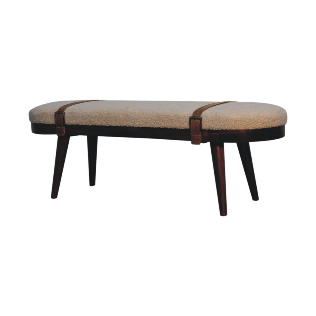 Nordholm Boucle Bench | Textured Upholstery | Solid Wood Frame