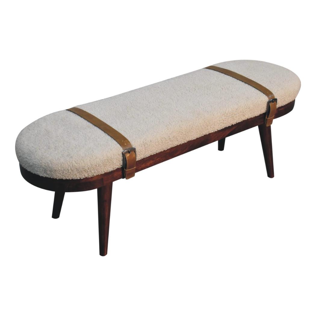 Nordholm Boucle Bench | Textured Upholstery | Solid Wood Frame