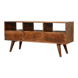 Nordic 3-Drawer TV Unit | Chestnut Finish | Scandinavian Media Storage
