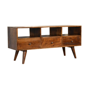Nordic 3-Drawer TV Unit | Chestnut Finish | Scandinavian Media Storage