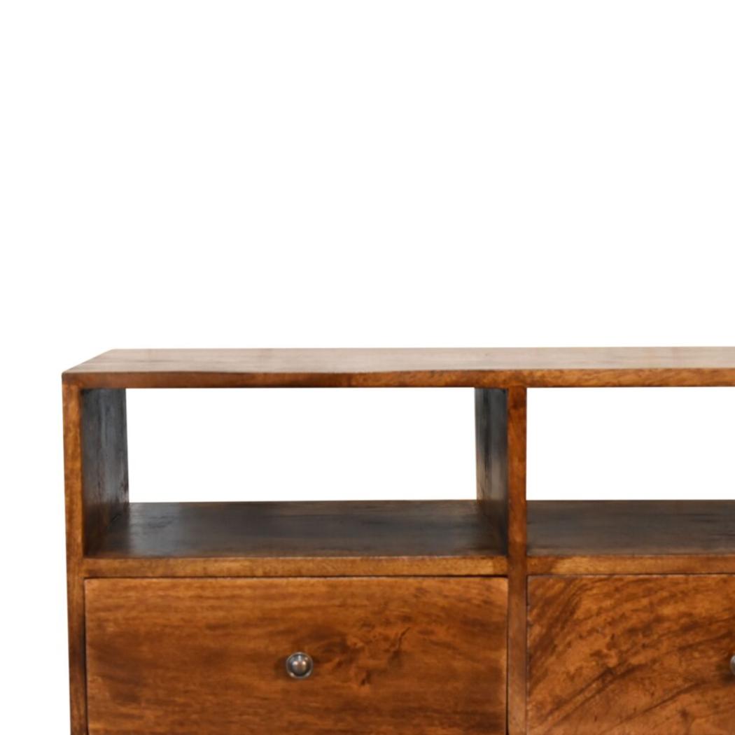 Nordic 3-Drawer TV Unit | Chestnut Finish | Scandinavian Media Storage