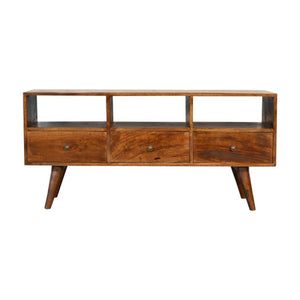 Nordic 3-Drawer TV Unit | Chestnut Finish | Scandinavian Media Storage