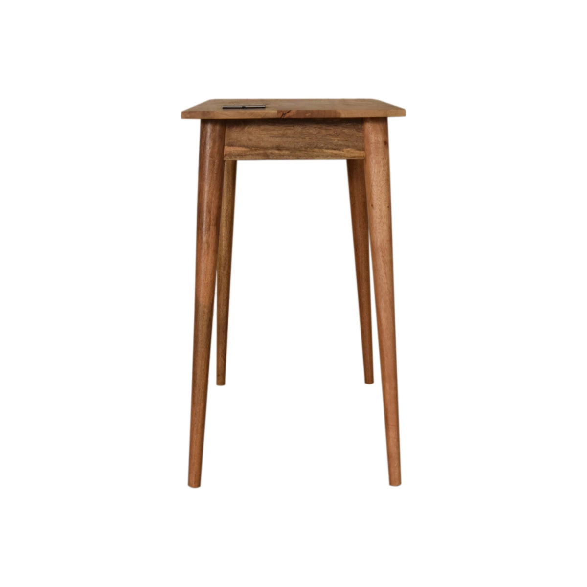 Nordic Cable Writing Desk | Solid Mango Wood | Oak Finish | 2 Drawer Home Office Desk