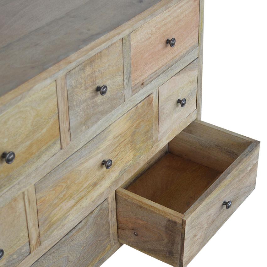 Nordic Chest of Drawers | Solid Mango Wood | Oak Finish | 8 Drawer Storage Dresser