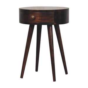 Nordic Circular Bedside | Solid Mango Wood | California Walnut Finish